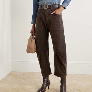 Nili Lotan Dark Brown Shon Barrel Leg Corduroy Pants Women’s Size 8
